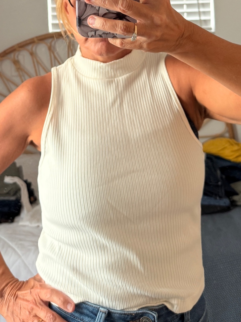 2 Sleeveless : A Black and A White Ribbed Mock Neck Tank Top - Picture 2 of 5
